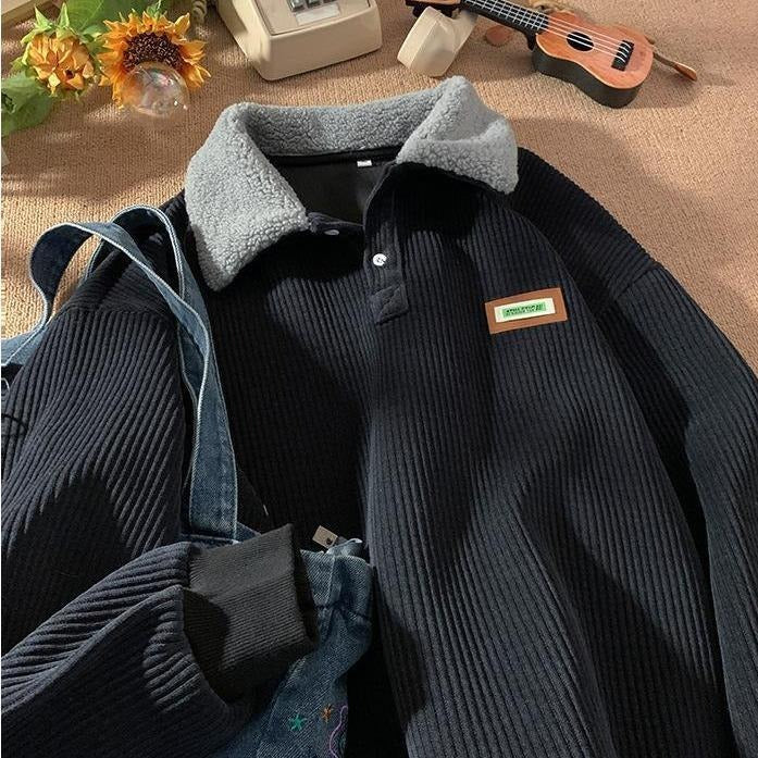 Lucien Fleece-Collar Corduroy Polo